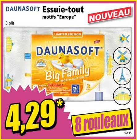 daunasoft essuie tout motif"europe"