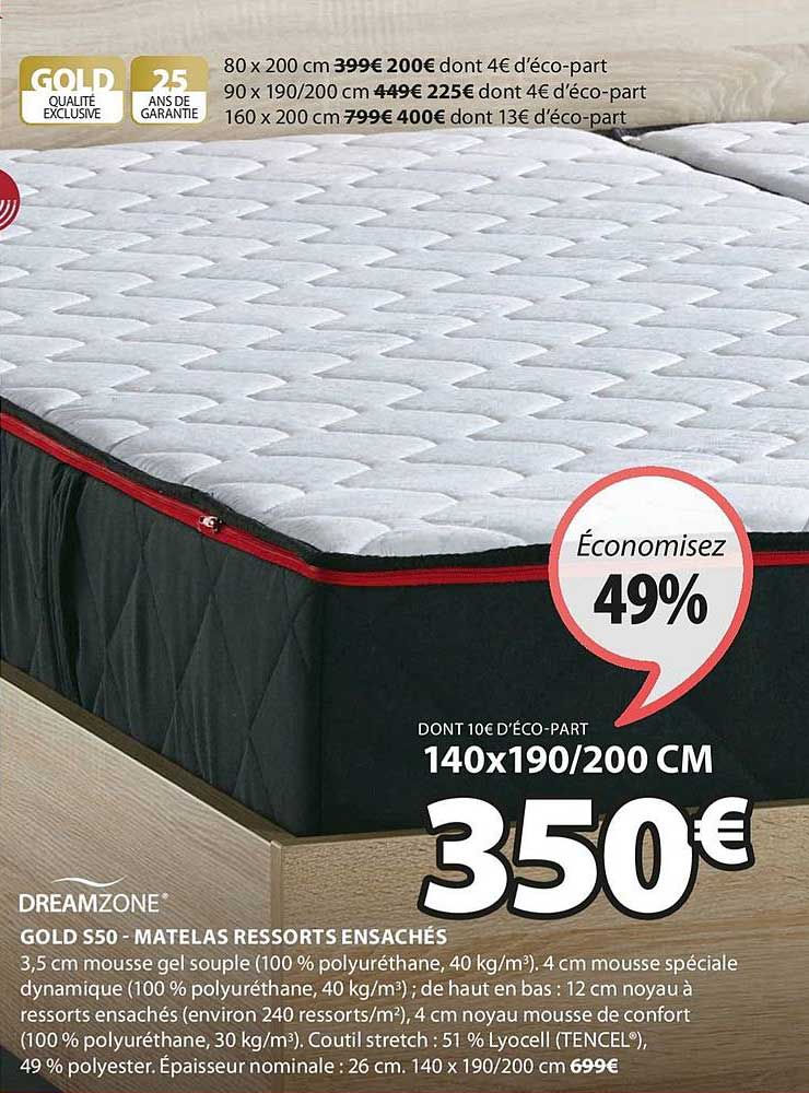 dramozone gold 550 matelas ressorts ensachés