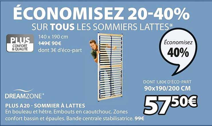 dreamzone plus a20 sommier à lattes