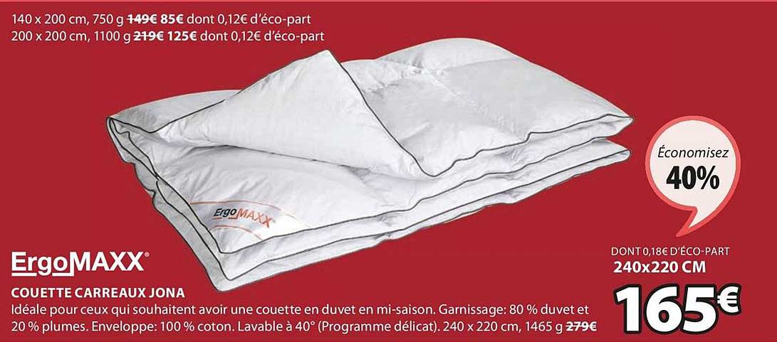 ergomaxx couette carreaux jona
