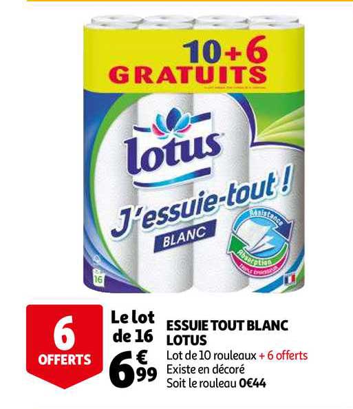 essuie tout blanc lotus