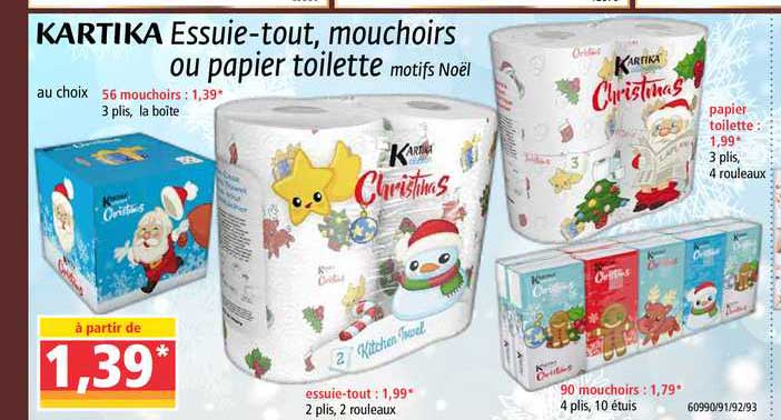 essuie tout mouchoirs ou papier toilette kartika
