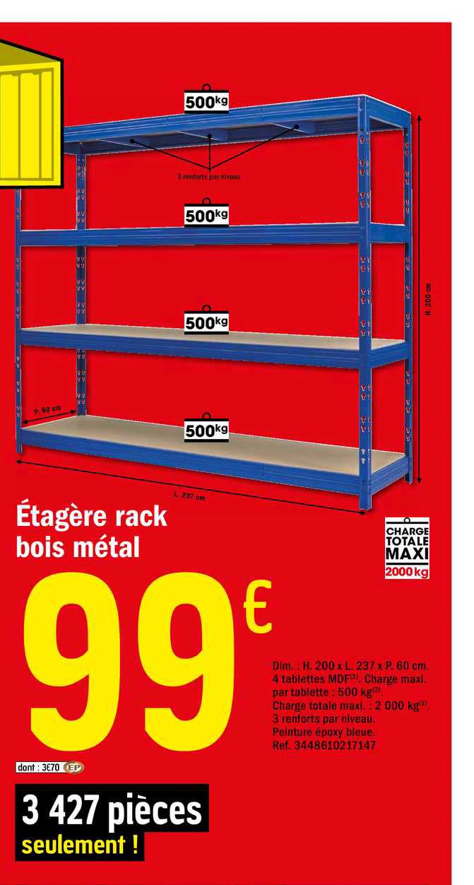 étagère rack bois métal