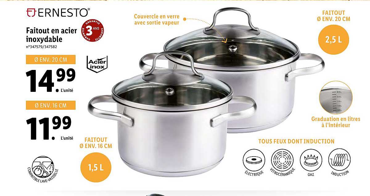 faitout en acier inoxydable ernesto