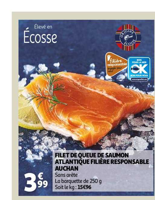Filet De Queue De Saumon Atlantique Filière Responsable Auchan