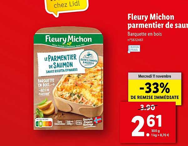 fleury michon parmentier de saumon -33% de remise immédiate