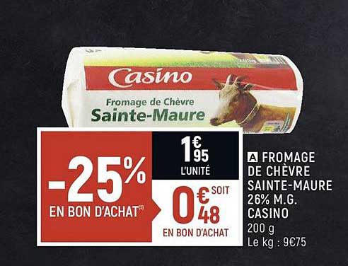 fromage de chèvre sainte maure 26% m.g. casino