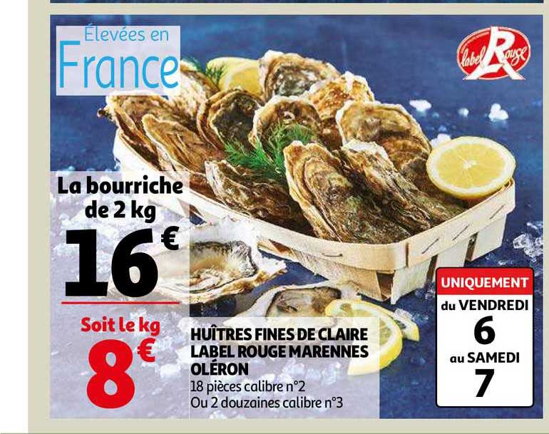 huîtres fines de claire label rouge marennes oléron