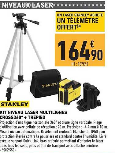 kit niveau laser multilignes cross360° + trépied stanley
