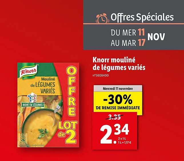 knorr mouliné de légumes variés -30% de remise immédiate