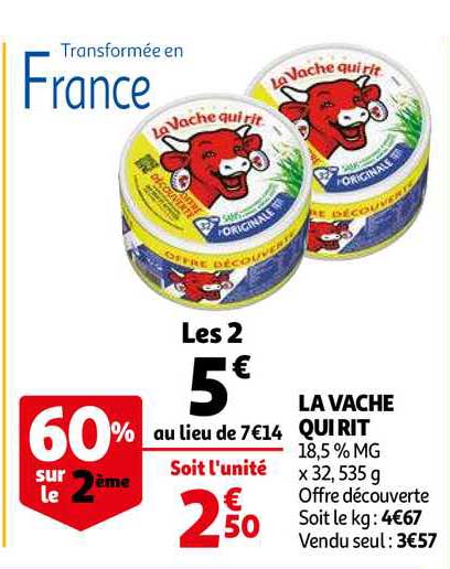 la vache qui rit 60% sur le 2ème