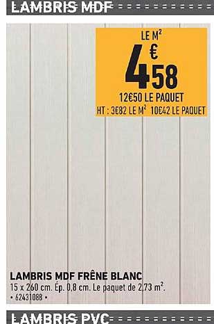 lambris mdf frêne blanc
