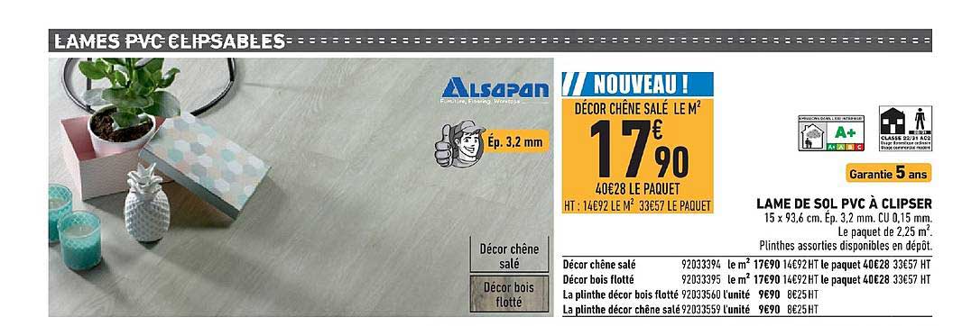 lame de sol pvc à clipser alsapan