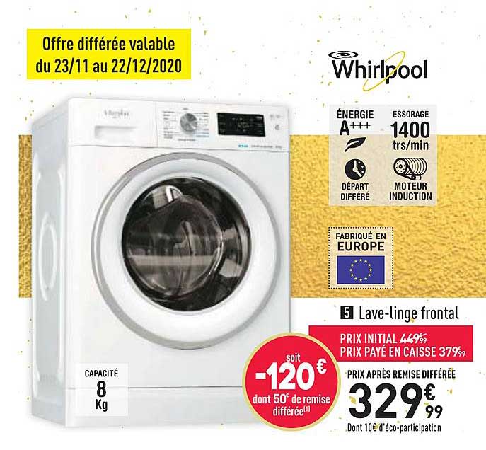 lave linge frontal whirlpool