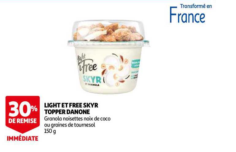 light et free skyr topper danone 30% remise immédiate