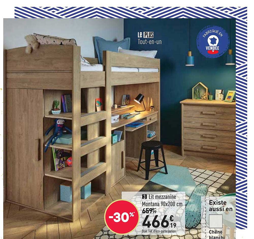 lit mezzanine montana 90x200 cm