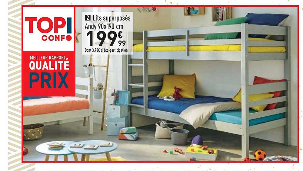 lits superposés andy 90x190 cm