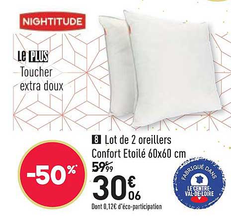 Lot De 2 Oreillers Confort étoilé 60x60 Cm Nightitude