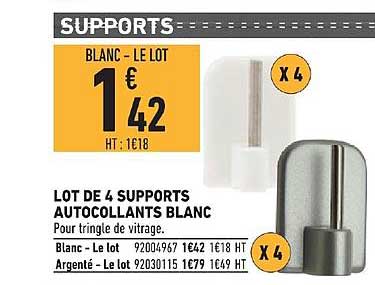 Lot De 4 Supports Autocollants Blanc