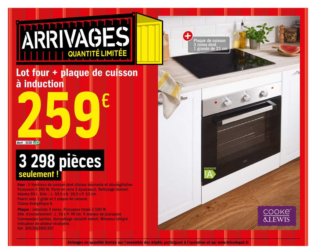 lot four + plaque de cuisson à induction cooke&lewis