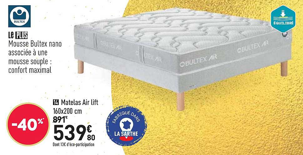 matelas air lift 160x200 cm bultex