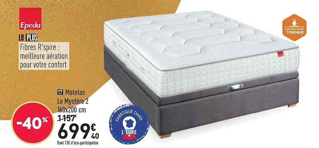 matelas le mystère 2 160x200 cm epeda