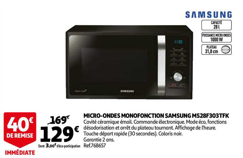 micro ondes monofonction samsung ms28f303tfk