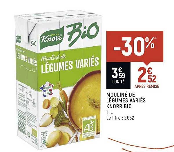 mouliné de légumes variés knorr bio