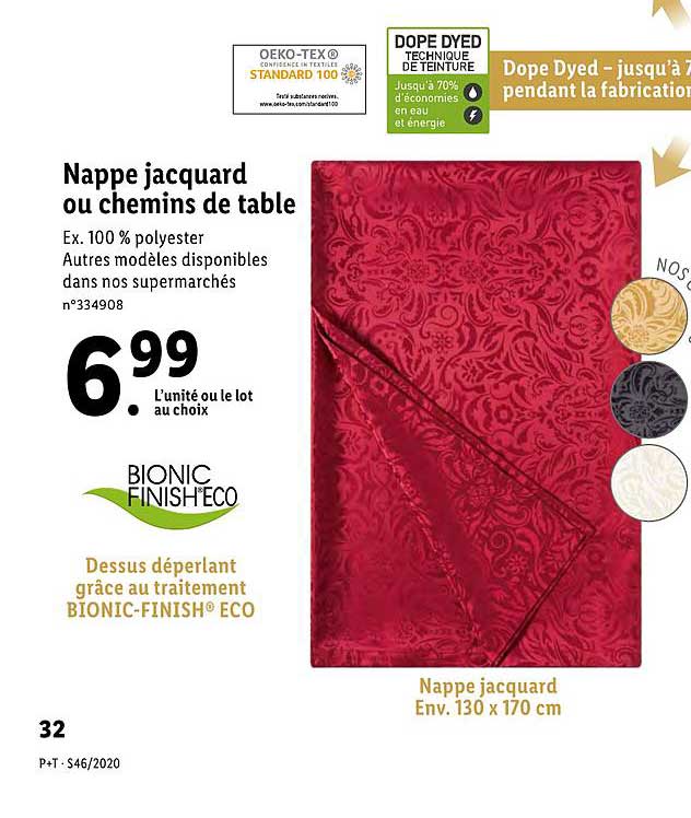 nappe jacquard ou chemins de table bionic finish'eco
