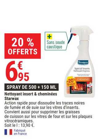 nettoyant insert & cheminées starwax 20% offerts