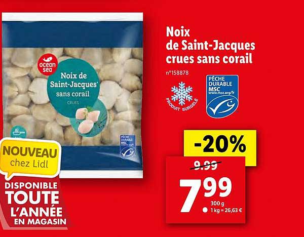 noix de saint jacques crues sans corail