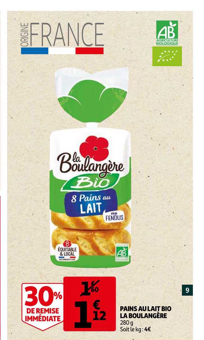 Pains Au Lait Bio La Boulangère 30% De Remise Immédiate