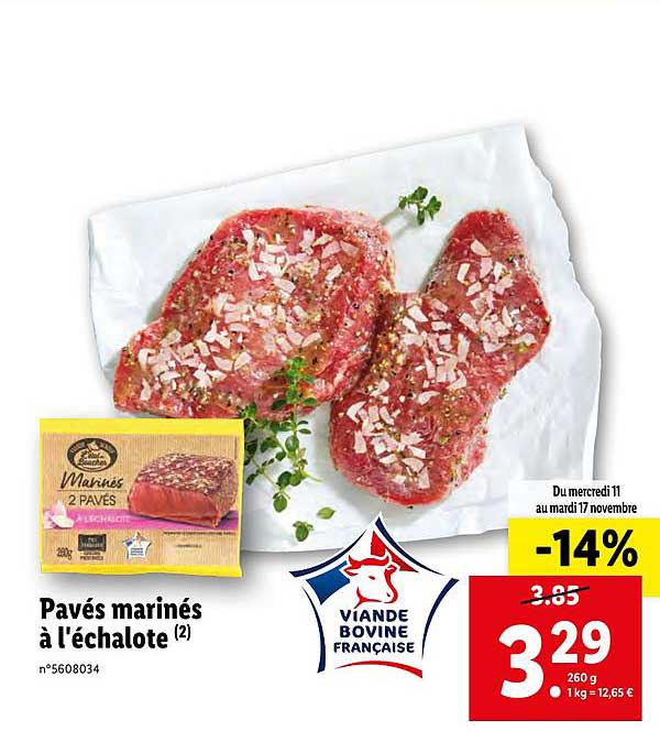 pavés marinés à l'échalote