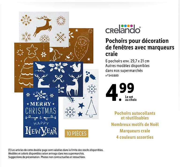 pochoirs pour décoration de fenêtres avec marqueurs craie crelando