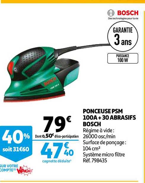 ponceuse psm 100a + 30 abrasifs bosch