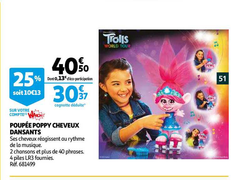 poupée poppy cheveux dansants