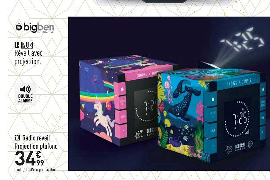 radio réveil projection plafond bigben