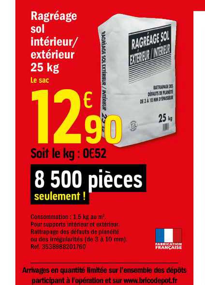 Ragréage Sol Intérieur Extérieur 25 Kg