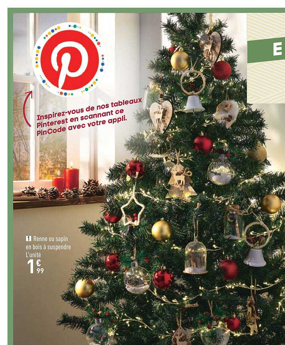 renne ou sapin en bois à suspendre