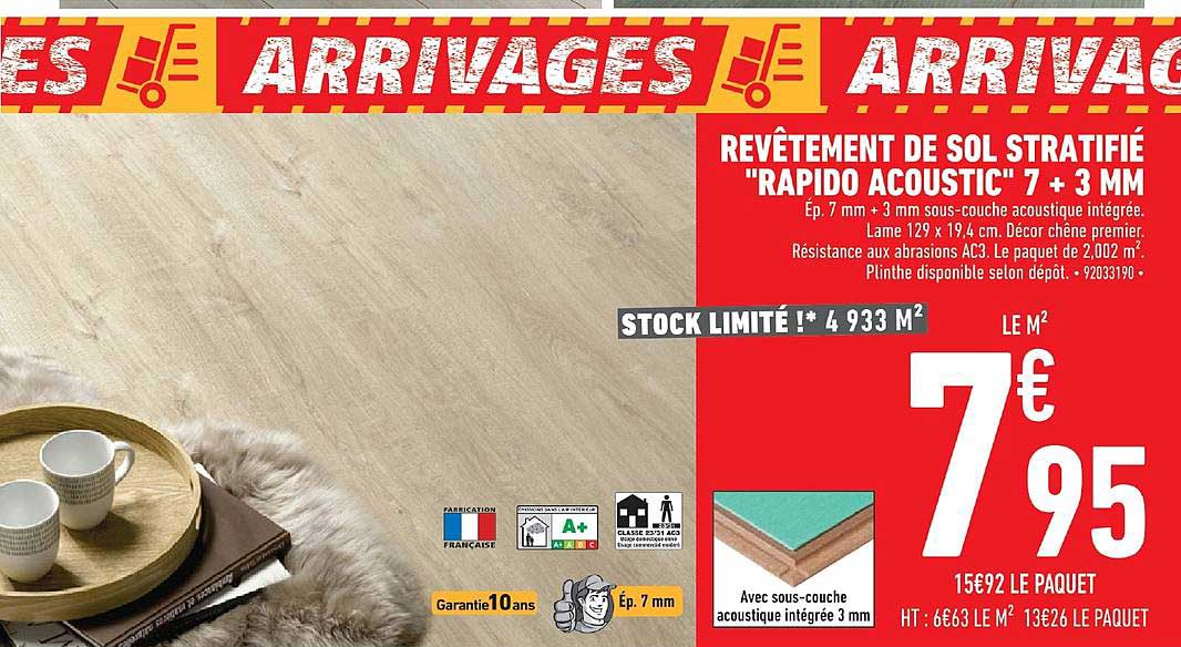 revêtement de sol stratifié rapido acoustic 7 + 3 mm