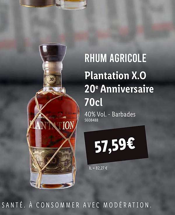 rhum agricole plantation x.o 20e anniversaire 70cl