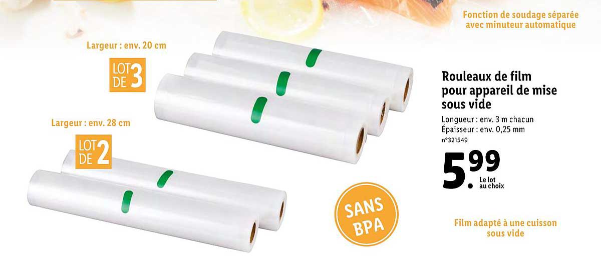 rouleaux de film pour appareil de mise sous vide