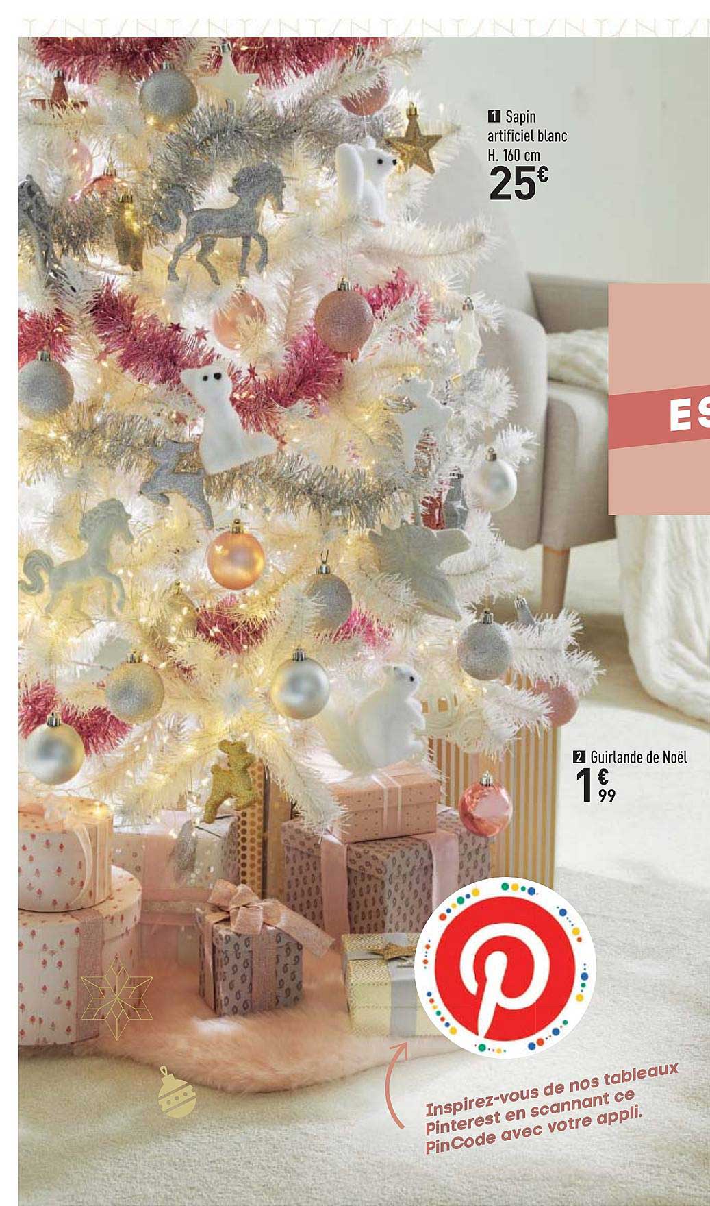 sapin artificiel blanc guirlande de noël