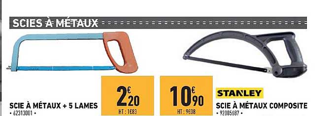 scie à métaux + 5 lames scie à métaux composite stanley