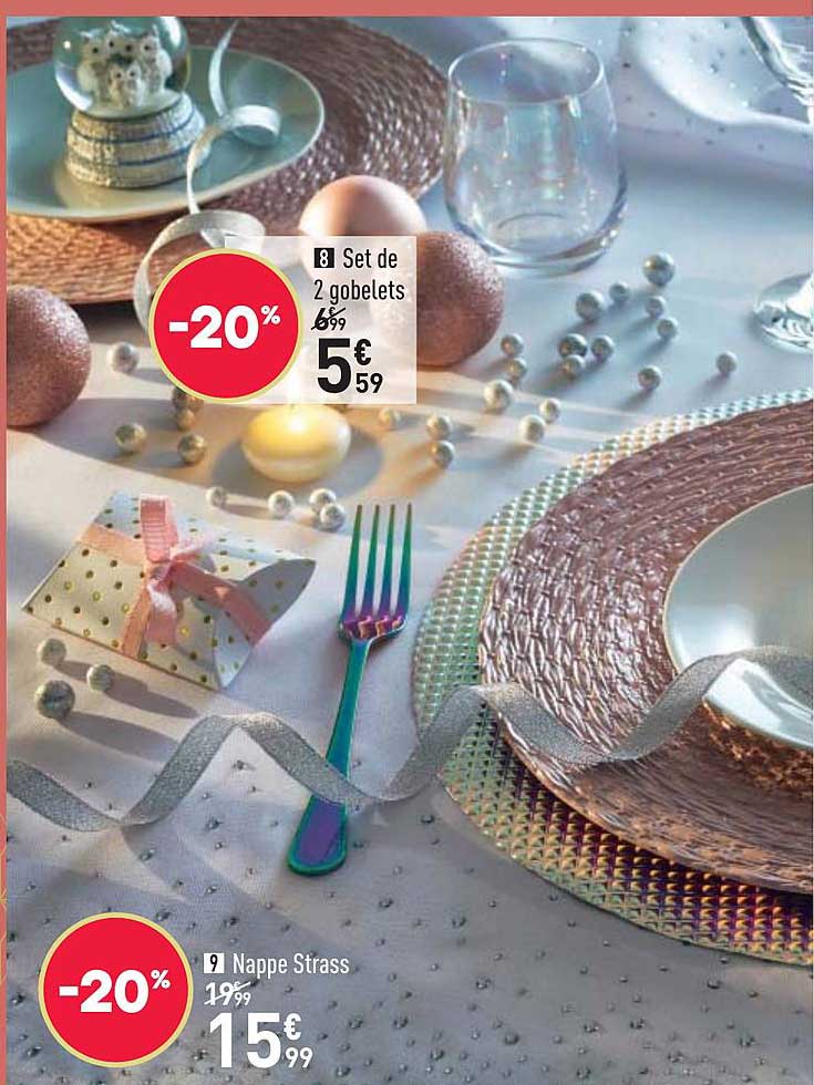 set de 2 gobelets nappe strass