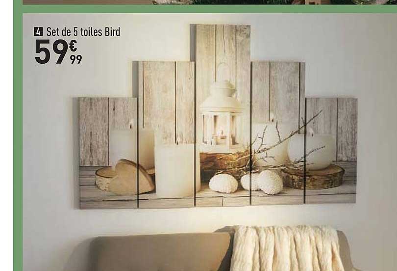 set de 5 toiles bird