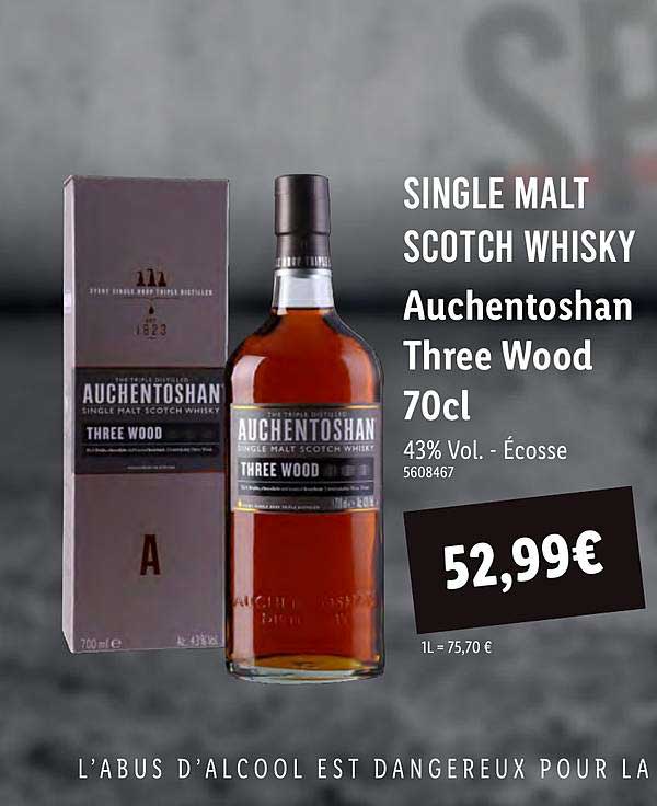single malt scotch whisky auchentoshan three wood 70 cl