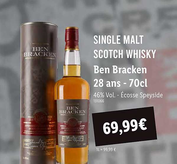 single malt scotch whisky ben bracken 28 ans 70 cl