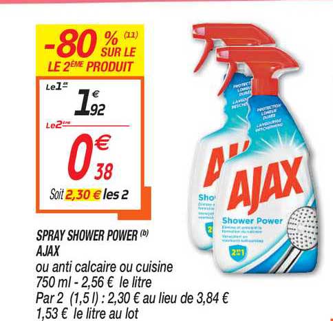 spray shower power ajax -80% sur le 2ème produit