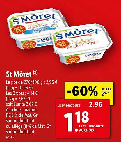 st môret -60% sur le 2ème